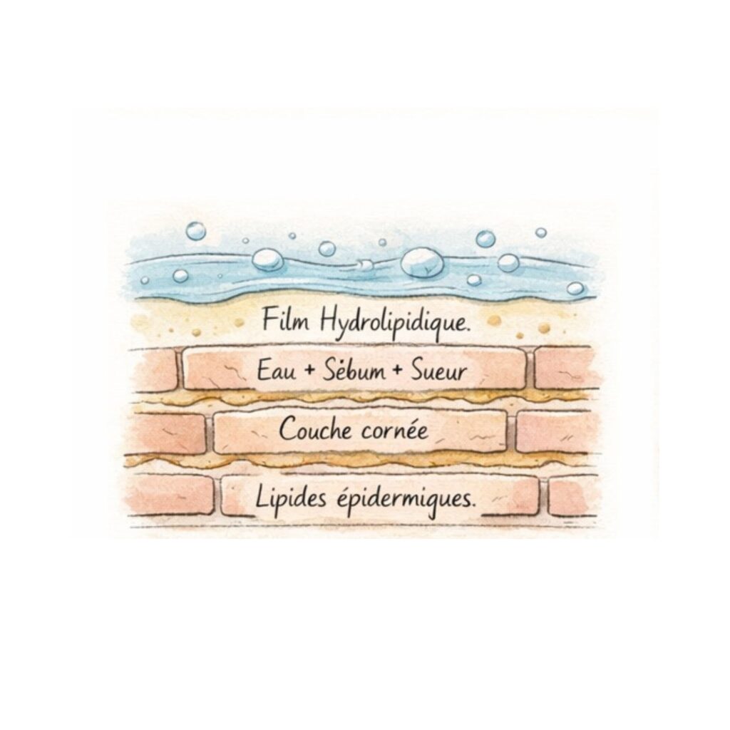shéma détaillant la structure de la barrière cutanée 